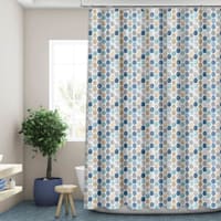 13-Piece Blue Pebble Print Shower Curtain Set, 72"