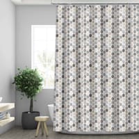 13-Piece Grey Pebble Print Shower Curtain Set, 72"