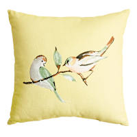 Honeybloom Yellow Birds Square Outdoor Throw Pillow, 16"