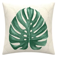 Found & Fable Green Monsterra Leaf Square Outdoor Throw Pillow, 16"
