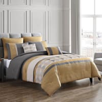 7-Piece Davin Yellow & Grey Comforter Set, Full/Queen