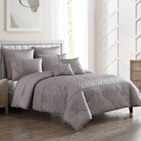 7-Piece Langston Grey Comforter Set, Full/Queen