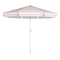 Providence Premium Pink Awning Stripe Round Patio Umbrella, 9'