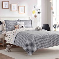 Tiny Dreamers 3-Piece Black & White Gingham Printed Comforter Set, Full/Queen