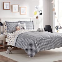 Tiny Dreamers 2-Piece Black & White Gingham Printed Comforter Set, Twin