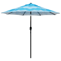 Blue Flower Crank & Tilt Round Patio Umbrella, 7.5'
