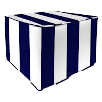 Navy Awning Striped Outdoor Pouf, 20"
