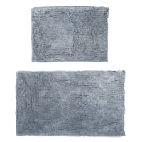 2-Pack Blue Shiny Noodle Bath Rug Set, 17x24 & 20x34
