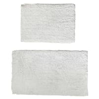 2-Pack White Shiny Noodle Bath Rug Set, 17x24 & 20x34