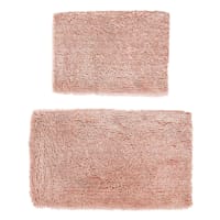 2-Pack Pink Shiny Noodle Bath Rug Set, 17x24 & 20x34