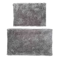 2-Pack Grey Shiny Noodle Bath Rug Set, 17x24 & 20x34