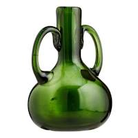 Found & Fable Green Glass Vase with Handles, 7"
