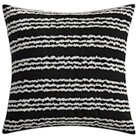 Crosby St. Black Squiggle Stripe Square Outdoor Throw Pillow, 18"