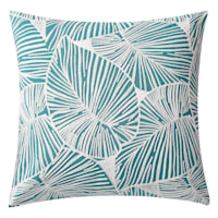 Found & Fable Turquoise Tropical Leaf Square Outdoor Throw Pillow, 20"