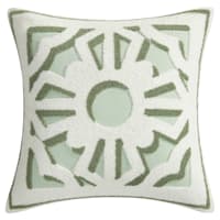 Providence Green Trellis Embroidered Square Outdoor Throw Pillow, 18"