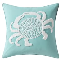 Ty Pennington Teal Crab Embroidered Square Outdoor Throw Pillow, 20"