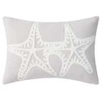Ty Pennington Tan Starfish Embroidered Lumbar Outdoor Throw Pillow, 14x20