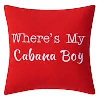 Where's My Cabana Boy? Coral Square Outdoor Throw Pillow, 18"