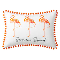 Flamingo Summer Squad Lumbar Outdoor Throw Pillow, 13x18