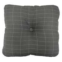 Crosby St. Dark Grey Check Print Outdoor Tufted Back Cushion