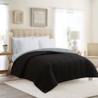 Black & Grey Reversible Brushed Microfiber Comforter, Twin/Twin XL