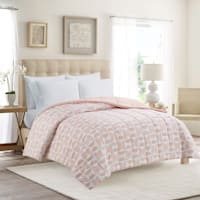 Pink Geo Print Reversible Brushed Microfiber Comforter, Full/Queen