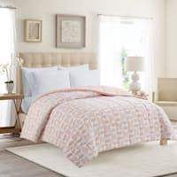 Pink Geo Print Reversible Brushed Microfiber Comforter, King
