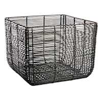 Found & Fable Black Square Rattan Storage Basket, Large