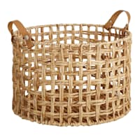 Honeybloom Round Weave Water Hyacinth Storage Basket, Large