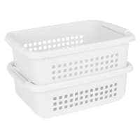 2-Pack White Stacked Nest Storage Basket, Medium
