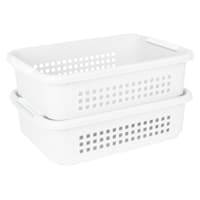 2-Pack White Stacked Nest Storage Basket, Large