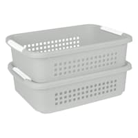 2-Pack Grey Stacked Nest Storage Basket, Large