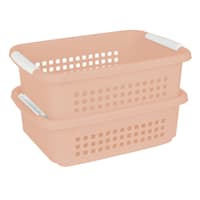 2-Pack Blush Stacked Nest Storage Basket, Medium