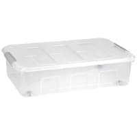 Clear Under Bed Storage Box with Grey Latch, 37l