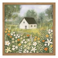 Honeybloom Glass Framed Cottage Print Wall Art, 19"