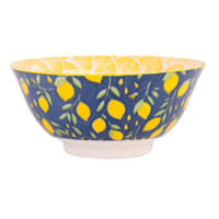 Navy & Yellow Lemon Print Bowl, 4.5"