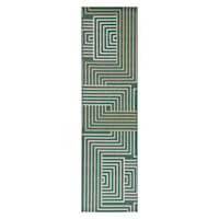 (E492) Found & Fable Palma Green Lines Outdoor Runner, 2x7