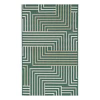 (E492) Found & Fable Palma Green Lines Outdoor Accent Rug, 3x4