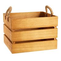 Honeybloom Natural Wooden Storage Basket, Large
