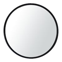Black Round Metal Wall Mirror, 14"