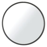 Gunmetal Metal Round Wall Mirror, 14"