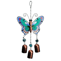 Blue Butterfly Garden Wind Chime, 13.6x6.5