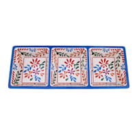 3-Section White Floral Melamine Serving Platter