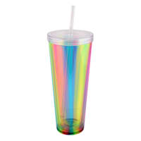 Rainbow Acrylic Tumbler with Straw, 24oz