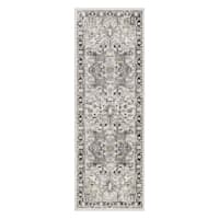 (D600) Lavadora Black & Taupe Medallion Washable Runner, 2x7