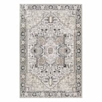 (D600) Lavadora Black & Taupe Medallion Washable Area Rug, 5x7