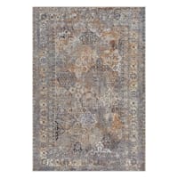 (B881) Tahmis Black & Gold Medallion Washable Area Rug, 5x7