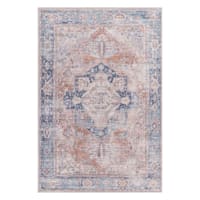 (B882) Colin Blue Medallion Washable Area Rug, 8x10