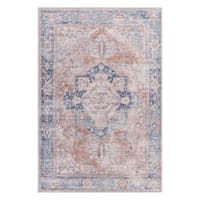 (B882) Colin Blue Medallion Washable Accent Rug, 3x5