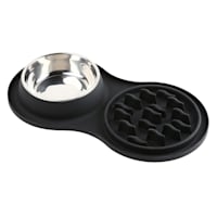 1.5-Cup Black Silicone Slow Pet Bowl Set, Medium